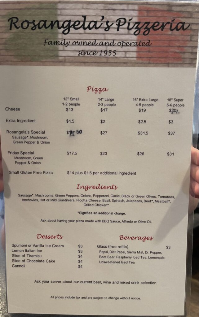 Rosangela’s Pizza Menu 3