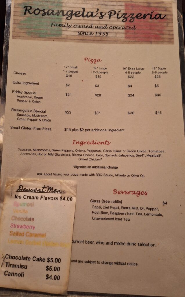 Rosangela’s Pizza Menu 4
